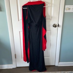 Gianfranco Ferre two-tone black and red Lycra evening gown attached cape